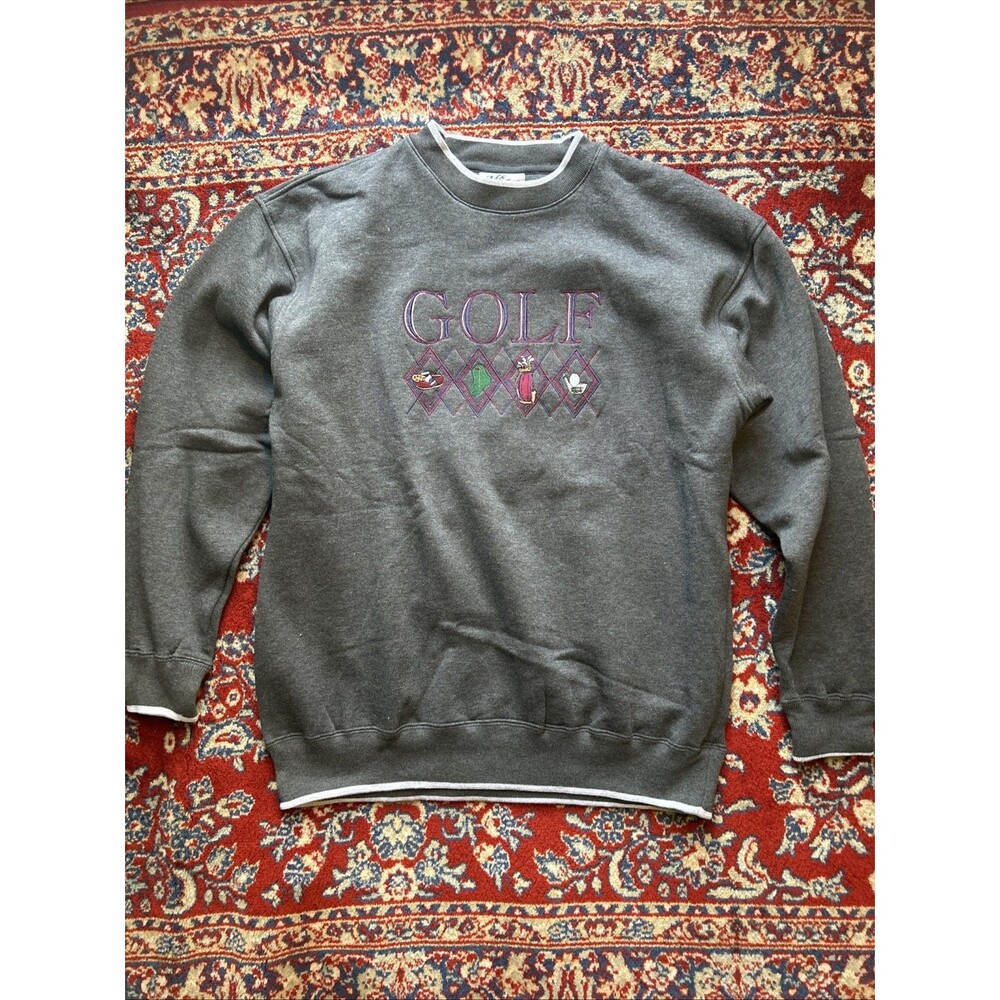 Vintage Golf Embroidered Spell Out McC C Sportswear Men's Gray Sweatshirt L